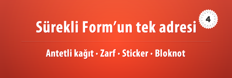 Antetli kağıt · Zarf · Sticker · Blocknot